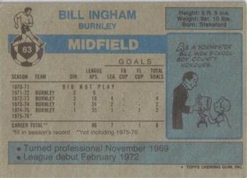 1976-77 Topps Footballer #63 Billy Ingham Back