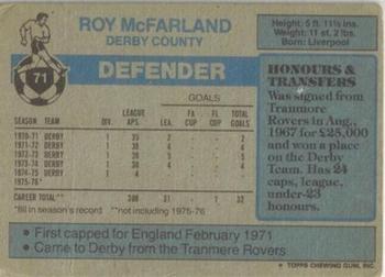 1976-77 Topps Footballer #71 Roy McFarland Back