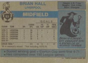 1976-77 Topps Footballer #83 Brian Hall Back