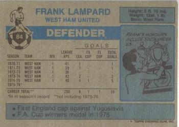 1976-77 Topps Footballer #84 Frank Lampard Back