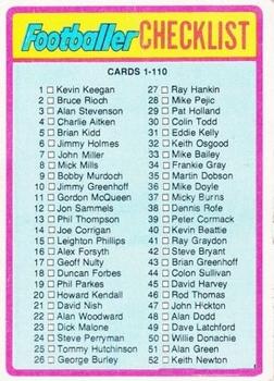 1976-77 Topps Footballer #93 Checklist 1-110 Front