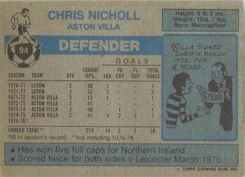 1976-77 Topps Footballer #94 Chris Nicholl Back
