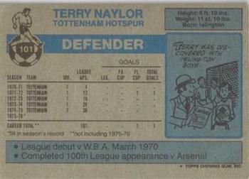 1976-77 Topps Footballer #101 Terry Naylor Back