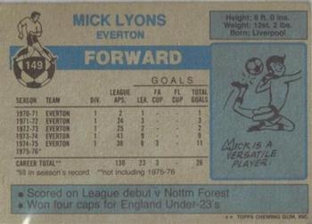1976-77 Topps Footballer #149 Mick Lyons Back