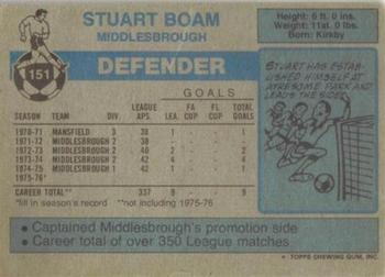 1976-77 Topps Footballer #151 Stuart Boam Back