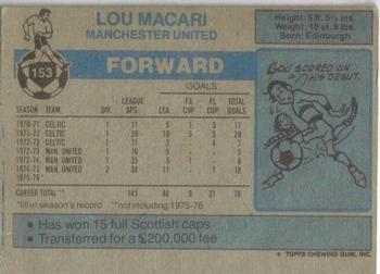 1976-77 Topps Footballer #153 Lou Macari Back