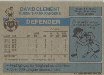 1976-77 Topps Footballer #181 Dave Clement Back