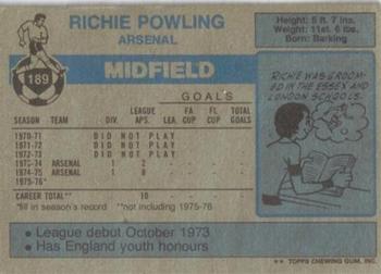 1976-77 Topps Footballer #189 Richie Powling Back