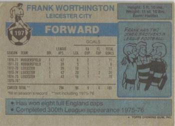 1976-77 Topps Footballer #197 Frank Worthington Back