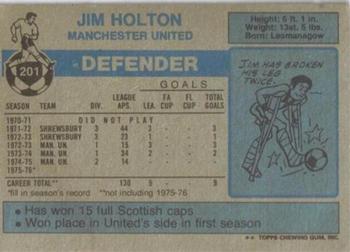 1976-77 Topps Footballer #201 Jim Holton Back