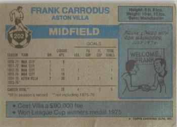 1976-77 Topps Footballer #202 Frank Carrodus Back