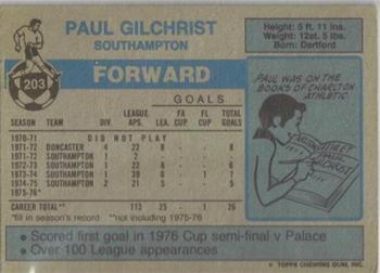 1976-77 Topps Footballer #203 Paul Gilchrist Back