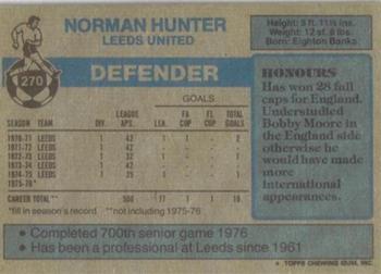 1976-77 Topps Footballer #270 Norman Hunter Back