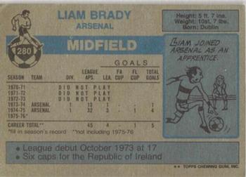 1976-77 Topps Footballer #280 Liam Brady Back
