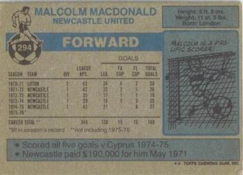 1976-77 Topps Footballer #294 Malcolm MacDonald Back