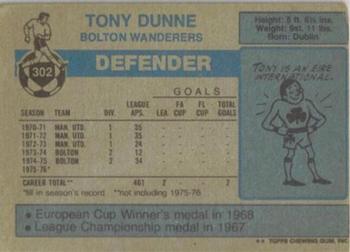 1976-77 Topps Footballer #302 Tony Dunne Back