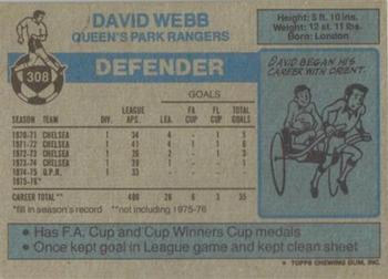 1976-77 Topps Footballer #308 David Webb Back