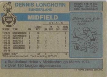 1976-77 Topps Footballer #309 Dennis Longhorn Back