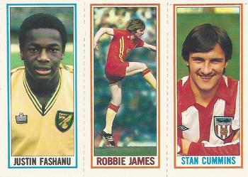 1981-82 Topps Footballer #130 / 107 / 143 Stan Cummins / Robbie James / Justin Fashanu Front