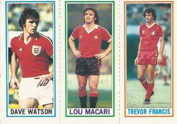1981-82 Topps Footballer #79 / 71 / 89 Trevor Francis / Lou Macari / Dave Watson Front