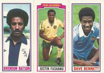 1981-82 Topps Footballer #57 / 156 / 111 Dave Bennett / Justin Fashanu / Brendon Batson Front