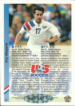 1993 Upper Deck World Cup Preview (English/Spanish) - USA Autographed Factory #17 Roy Wegerle Back