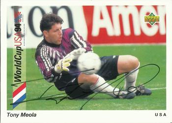 1993 Upper Deck World Cup Preview (English/Spanish) - USA Autographed Factory #1 Tony Meola Front