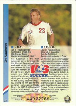 1993 Upper Deck World Cup Preview (English/Spanish) - USA Autographed Factory #23 Cle Kooiman Back