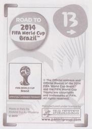 2013 Panini Road to 2014 FIFA World Cup Brazil Stickers #13 Ramires Back