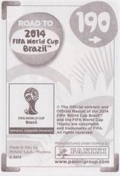 2013 Panini Road to 2014 FIFA World Cup Brazil Stickers #190 Frickson Erazo Back