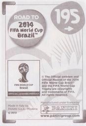 2013 Panini Road to 2014 FIFA World Cup Brazil Stickers #195 Segundo Castillo Back