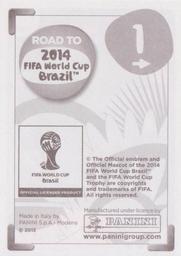 2013 Panini Road to 2014 FIFA World Cup Brazil Stickers #1 Julio Cesar Back