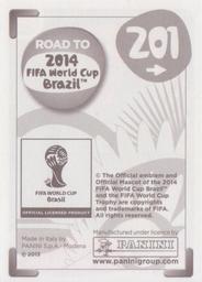 2013 Panini Road to 2014 FIFA World Cup Brazil Stickers #201 Justo Villar Back