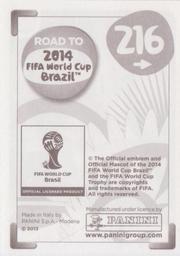 2013 Panini Road to 2014 FIFA World Cup Brazil Stickers #216 Luis Advincula Back
