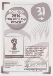 2013 Panini Road to 2014 FIFA World Cup Brazil Stickers #31 Mario Balotelli Back