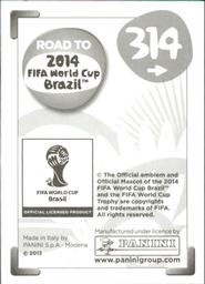 2013 Panini Road to 2014 FIFA World Cup Brazil Stickers #314 Bruno Alves Back