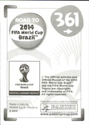 2013 Panini Road to 2014 FIFA World Cup Brazil Stickers #361 Valon Behrami Back