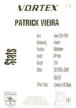 1999 Futera Arsenal Fans' Selection - Vortex Chrome Diecut #V6 Patrick Vieira Back