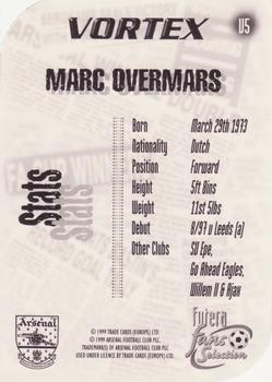 1999 Futera Arsenal Fans' Selection - Vortex Chrome Diecut #V5 Marc Overmars Back