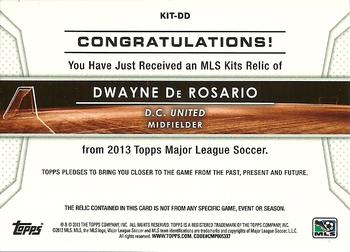 2013 Topps MLS - Relics #KIT-DD Dwayne De Rosario Back