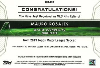 2013 Topps MLS - Relics #KIT-MR Mauro Rosales Back