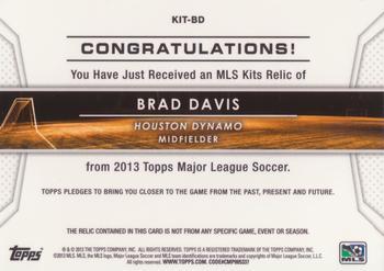 2013 Topps MLS - Relics #KIT-BD Brad Davis Back