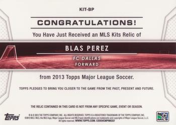 2013 Topps MLS - Relics #KIT-BP Blas Perez Back
