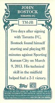 2013 Topps MLS - Minis #TM-JB John Bostock Back