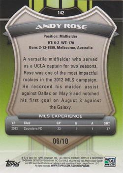2013 Topps MLS - Black #142 Andy Rose Back