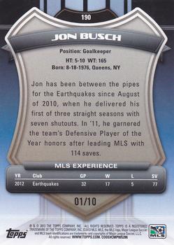 2013 Topps MLS - Black #190 Jon Busch Back