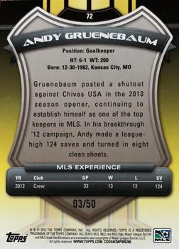 2013 Topps MLS - Blue #72 Andy Gruenebaum Back