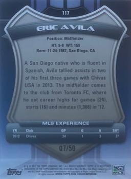 2013 Topps MLS - Blue #117 Eric Avila Back