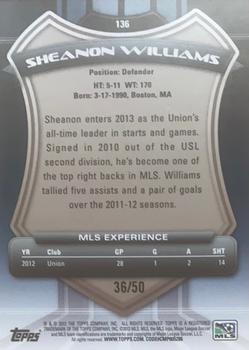 2013 Topps MLS - Blue #136 Sheanon Williams Back