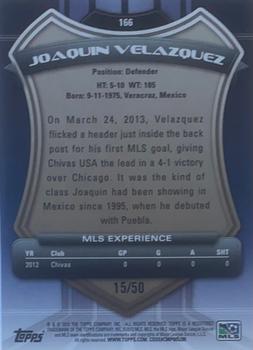 2013 Topps MLS - Blue #166 Joaquin Velazquez Back